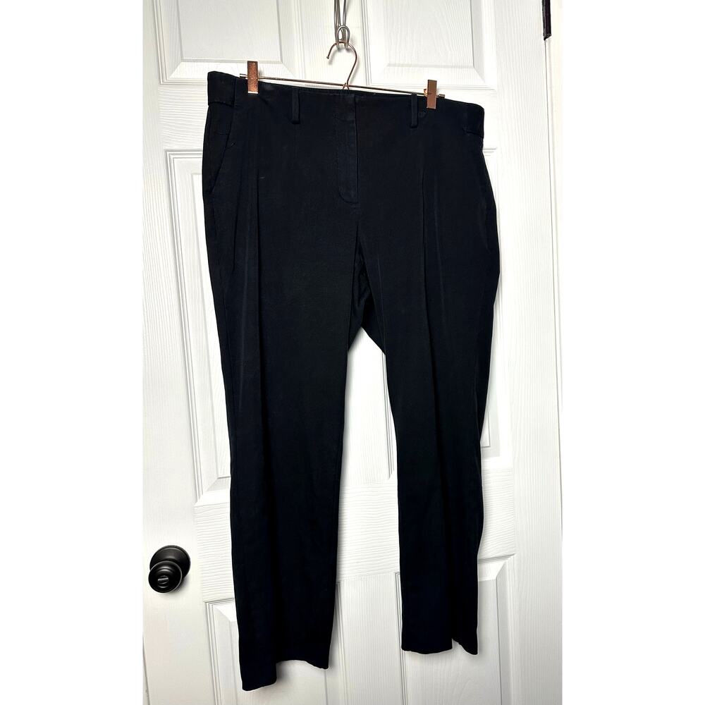 Talbots Black Cotton Spandex Blend Ankle Pants 14W Black Straight Leg Career